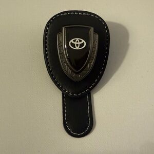 Toyota Sunglass Holder for Car with Logo Black PU Leather NWT